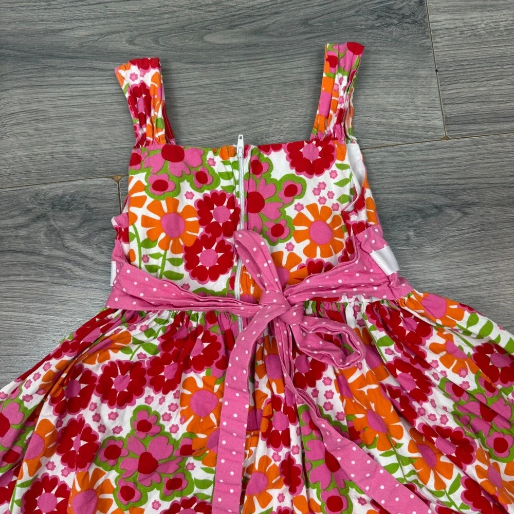 Bonnie Jean Girls Floral Polka Dot Fit and Flare Dress Pink Orange Size 6 Girly